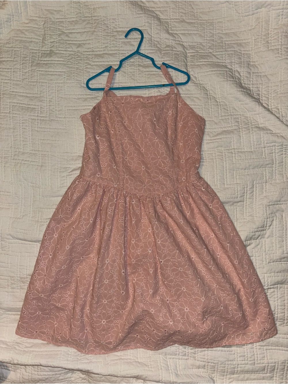 art class Dusty Pink Eyelet Lace Dress for Girls
